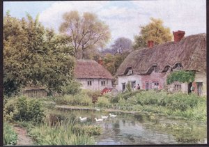 Cottages at Lake, Nr. Salisbury, Wiltshire, fra The Cottages and the Village Life of Rural England udgivet af Dent & Sons Limited, 1912